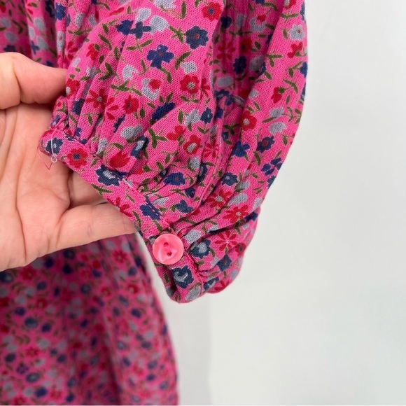 Topshop Ditsy Floral Print Embroidered Kaftan Tassel Tunic Dress in Pink US 6 - Picture 9 of 14